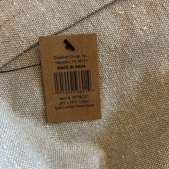 Creative Co-Op Cotton Slub Tie Dye Lumbar Pillow Cover Embroidered Accents, Navy - Picture 5 of 6